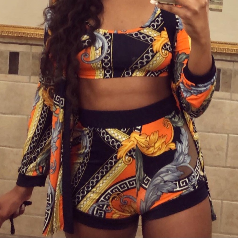 Multi colored shorts set